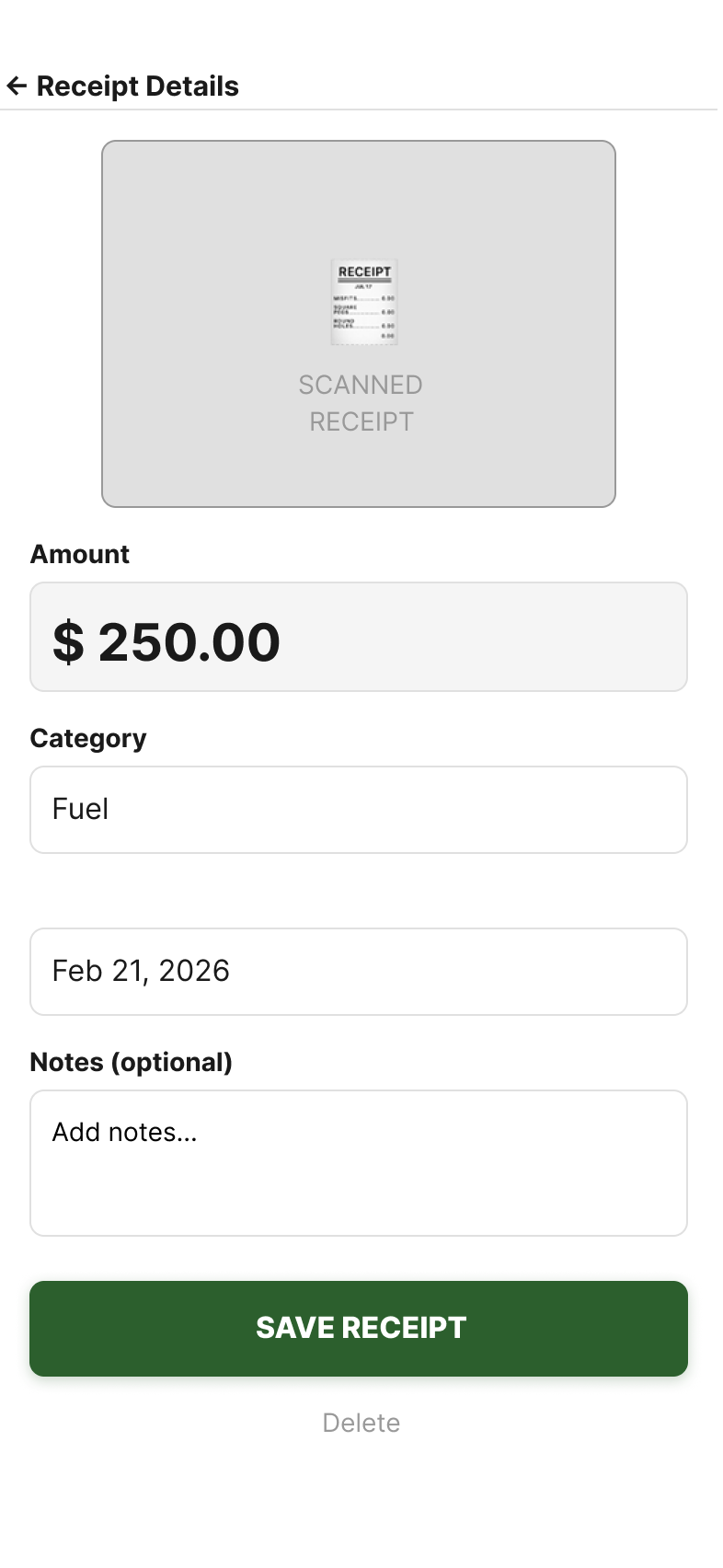Receipt Details