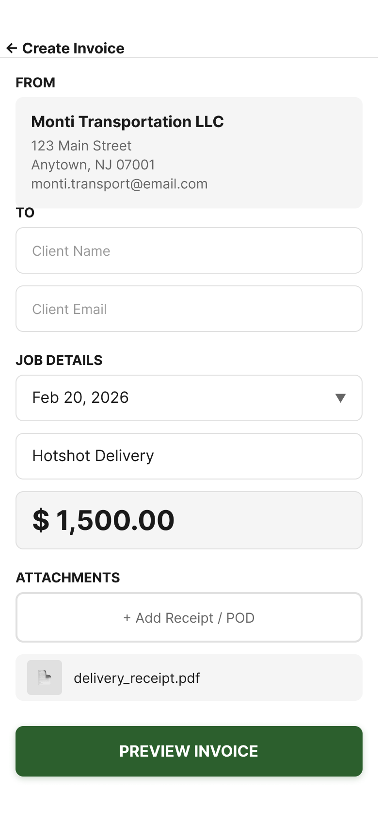 Create Invoice