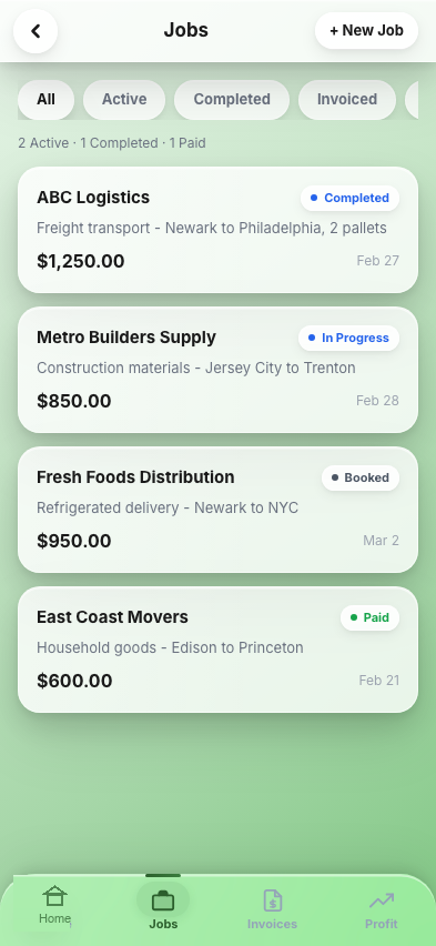 Job Pipeline with status filters
