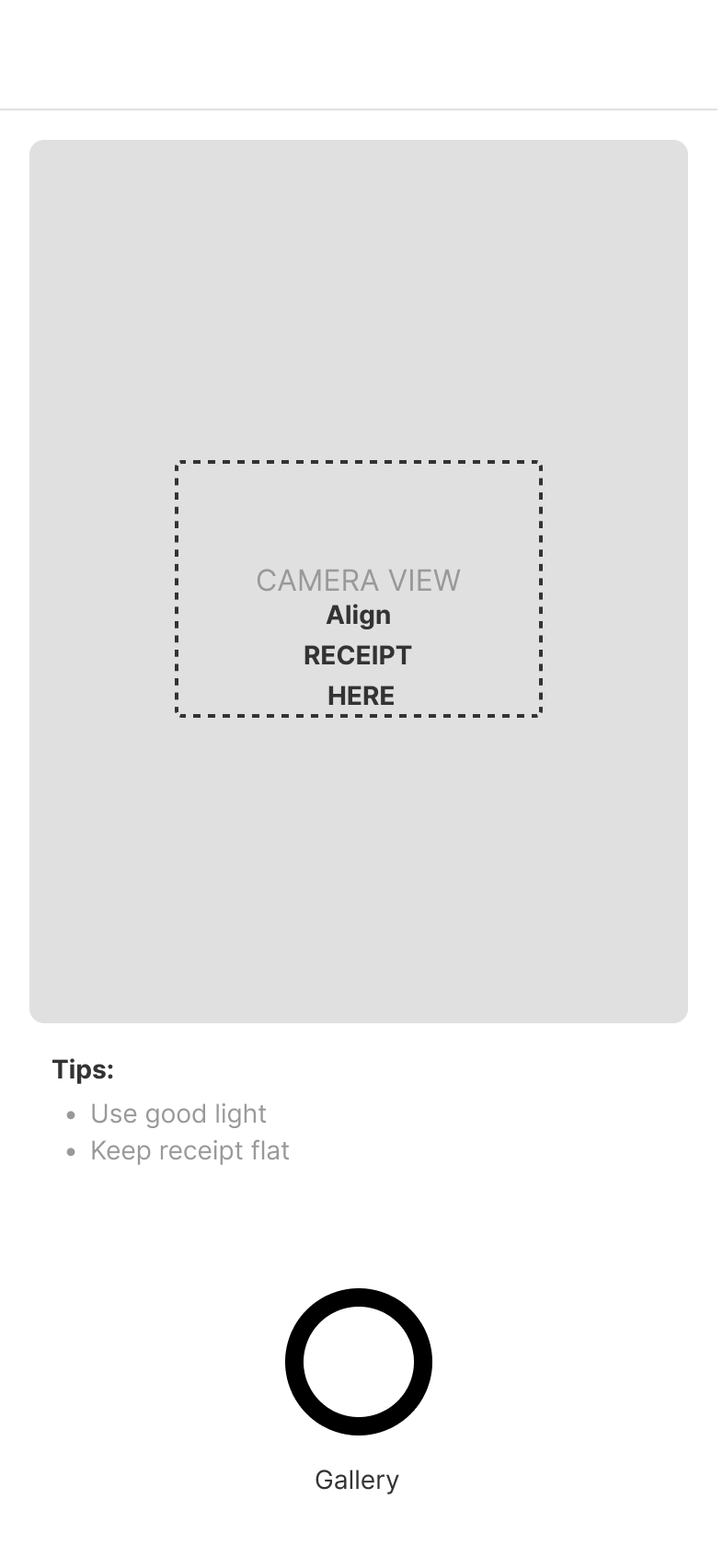 Scan Receipt wireframe